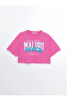 Xside Pink Crew Neck Printed Short Sleeve Oversize Women's Crop - 6