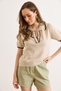 Women's Stone Polo Collar Color Striped Thin Knitwear Blouse Blz-19003322 - 3