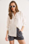 Women's White Textured Flowy Shirt Gml-19001440 - 4