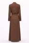 Detailed Processing, Elastic Waist, Unlined Long Trench Coat Brown 6853 - 7