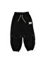 Girl's Black Pants with Elastic Waist and Knee Detail