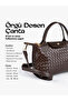 Knitted Textured Brown Shk135 Faux Leather, Single Compartment, Double Strap Hand, Arm and Cross Shoulder Bag - 6