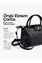 Knitted Textured Black Shk135 Faux Leather, Single Compartment, Double Strap Hand, Arm and Cross Shoulder Bag - 6