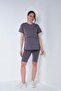 Maternity Breastfeeding Detailed Adjustable Waist Short Sleeve Leggings Set Gray - 3
