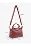 Knitted Textured Burgundy Shk135 Faux Leather , Single Compartment, Double Strap Hand, Arm and Cross Shoulder Bag - 2
