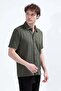 Men's Short Sleeve Buttoned Textured Shirt Khaki - 26Y 4093 - 3
