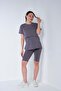 Maternity Breastfeeding Detailed Adjustable Waist Short Sleeve Leggings Set Gray - 5