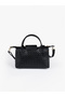 Knitted Textured Black Shk135 Faux Leather, Single Compartment, Double Strap Hand, Arm and Cross Shoulder Bag - 4