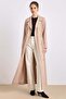 Elaborately Detailed, Elastic Waist, Unlined Long Trench Coat Bej 6853 - 3