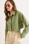 Women's Khaki Pocket Detailed Crop Woven Shirt Gml-19001441 - 5