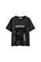 Leather Skirt Printed Relaxed Fit Washable Black Women's Tshirt