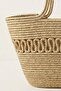 Premium Patterned Straw-Textured Women's Beach Bag Si - Hand Knitted Style Vacation and City Bag Si - 4