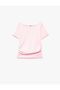 Drape Detailed Round Boat Neck Short Sleeve Modal T-Shirt