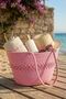 Premium Patterned Straw-Textured Women's Beach Bag Si - Hand Knitted Style Vacation and City Bag Si - 3