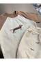 Unisex Kids Cotton Piece Ecru Beige Dog Embroidered T-Shirt Shorts Set - 4