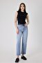 Women's Blue Straight Fit Jean Pants – High Waist Lycra Stretch Denim - 5