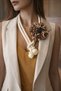 Tracy Leopard Printed Pcs Flower Detailed Rope Cord Big Pearl Necklace