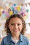 Happy Birthday Pastel Colored Tutu Tulle Pompom Party Crown - 5