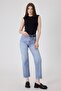 Women's Blue Straight Fit Jean Pants – High Waist Lycra Stretch Denim - 7