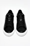 Women's Black White Rubber Sole Comfortable Lace-Up Sneakers - 2