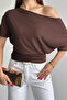 Bele Oturan Kayık Yaka Natural Viscose Blouse - 5
