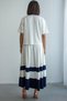 Women's Striped Detail Short Sleeve Shirt and Contrast Pleated Midi Skirt Modal Sets - 8