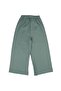 Girl's Green Corded Fabric Wide Leg Leggings Pants - 6