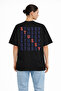 Unisex Women's Men's Stussy Navy Blue Asymmetric Back Printed Oversized Thick Fabric Relaxed Cut Cotton T-Shirt