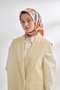 Lunass Desen Twill Silk Scarf - Gray-Orange - 2