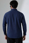 New Season Oversized Cut Long Sleeve Cotton Linen Men's Shirt - Navy Blue - 5