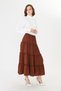 Cinnamon Maxi Length Layered Skirt with Volan Detail / Summer High Waist Comfortable Cut Casual & Stylish Combination - 6