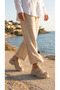 Double Buckle Detail High Wedge Heel Lu Suede Comfortable Women's Summer Slipper Sandals - 4