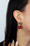 Gold Earrings with Red Stone Detail - 2