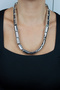 Metalized Form Cylinder Detailed Silver Color Necklace