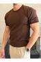 Men's Crew Neck Knitwear Tshirt Bitter Brown Eca070 - 3