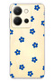 Vivo Y36 Compatible Blue Flower Pattern Transparent Phone Case