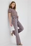 Women's Snow Wash Flare Jean Pants – High Waist Spanish Flare Comfort Fit Long Length (Brown) - 3