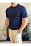 Men's Crew Neck Knitwear Tshirt Navy Blue Eca070 - 2