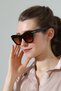 Women's Dark Brown Frame Brown Glass Sunglasses - 6
