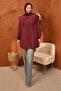 Burgundy Ribbed Double Collar Poplin Tunic - 2