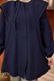 Navy Blue Ribbed Double Collar Poplin Tunic - 4