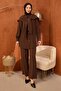 Coffee Shawl Detailed Tunic and Pants Set - 2