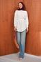 Ecru Buttoned Modal Shirt with String Ties - 4