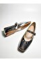 Metallic Ring Detailed Square Toe Mary Jane Ballerinas - 7