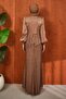 Mink Collar Detailed Laced Evening Dress - 5