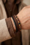 Men's Natural Stone Leather Bracelet with Brown Onyx and Hematite Natural Stones - 3