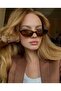 Aventino Brown Slanted Cat Eye Trend Narrow Slanted Small Size Sunglasses - 2