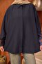 Navy Blue Oversized Tunic with Hidden Buttons - 4
