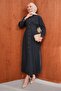 Anthracite Buttoned Pleated Dress - 4