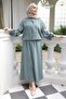 Çağla Sleeveless and Waist Elasticized Stoned Jacket and Skirt Set